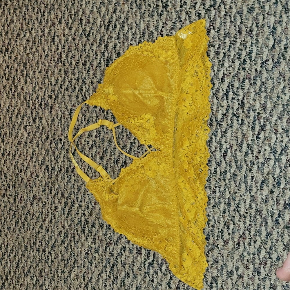 Shein dark yellow lace bralette